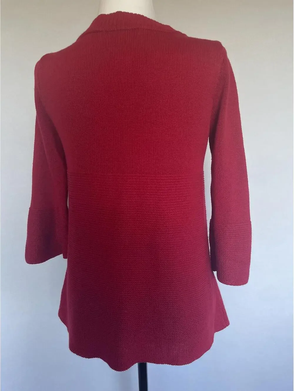 Red V-Neck Cardigan Sweater Size Small